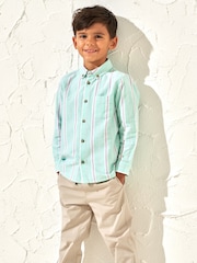 Angel & Rocket Green Berty Oxford Stripe 100% Cotton Shirt - Image 2 of 6