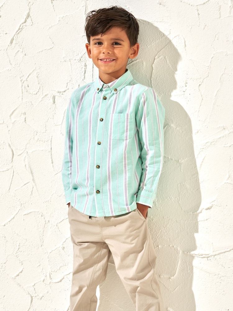 Angel & Rocket Green Berty Oxford Stripe 100% Cotton Shirt - Image 2 of 6