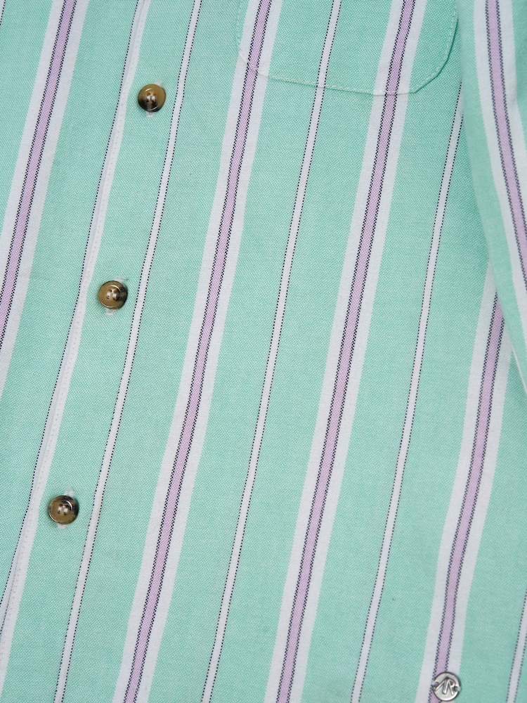Angel & Rocket Green Berty Oxford Stripe 100% Cotton Shirt - Image 6 of 6