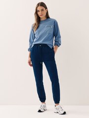 Dark Blue Cosy Denim Joggers - Image 1 of 9
