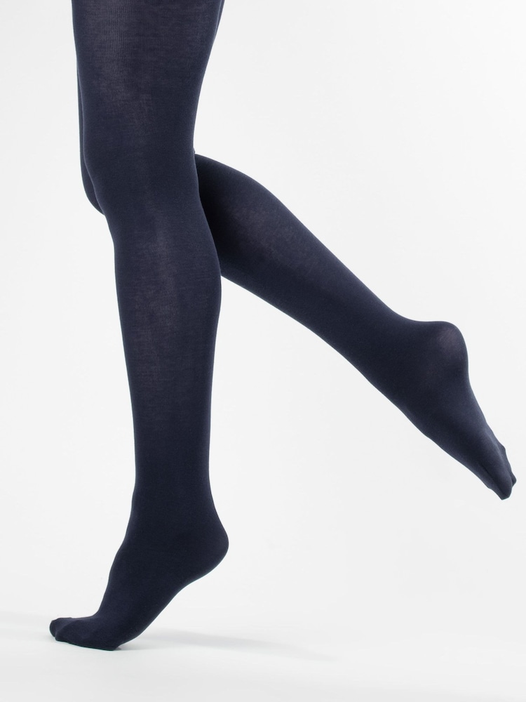 Weird Fish Blue Una Plain Tights - Image 1 of 3 Weird Fish Blue Una Plain Tights - Image 1 of 3