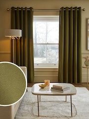 Green Olive Matte Velvet Super Thermal Curtains - Image 1 of 7