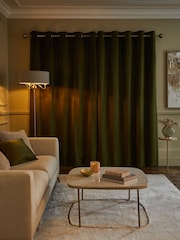 Green Olive Matte Velvet Super Thermal Curtains - Image 2 of 7