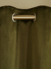 Green Olive Matte Velvet Super Thermal Curtains - Image 5 of 7