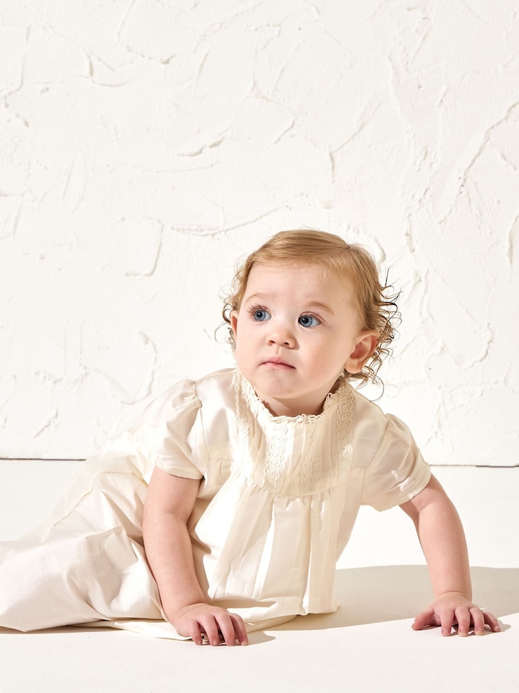 Angel & Rocket Cream Sofia Taffeta Lace Trim Dress - Image 2 of 2