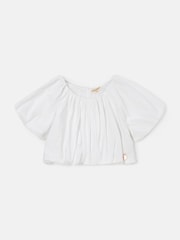 Angel & Rocket White Puff Sleeve Michela Woven 100% Cotton Top - Image 4 of 6