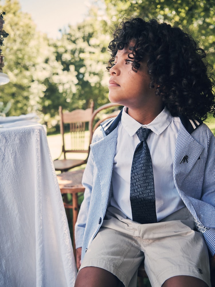Angel & Rocket Blue Blake Textured 100% Cotton Blazer - Image 1 of 8