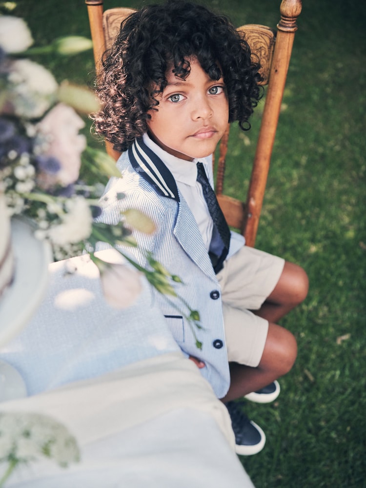 Angel & Rocket Blue Blake Textured 100% Cotton Blazer - Image 2 of 8