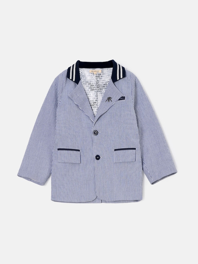 Angel & Rocket Blue Blake Textured 100% Cotton Blazer - Image 8 of 8