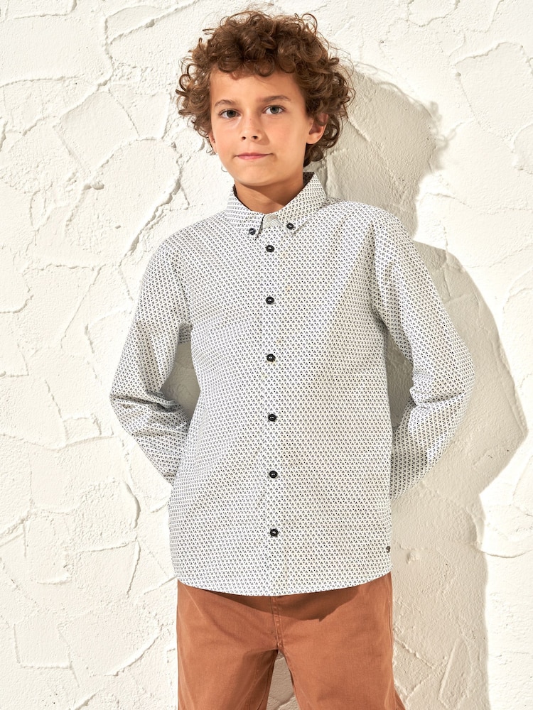 Angel & Rocket Grey Carter Geo Pattern Smart 100% Cotton Shirt - Image 1 of 5