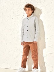 Angel & Rocket Grey Carter Geo Pattern Smart 100% Cotton Shirt - Image 2 of 5