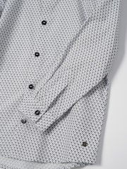 Angel & Rocket Grey Carter Geo Pattern Smart 100% Cotton Shirt - Image 5 of 5