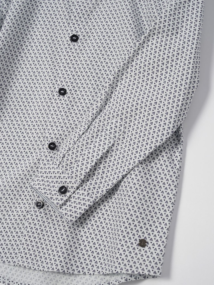 Angel & Rocket Grey Carter Geo Pattern Smart 100% Cotton Shirt - Image 5 of 5