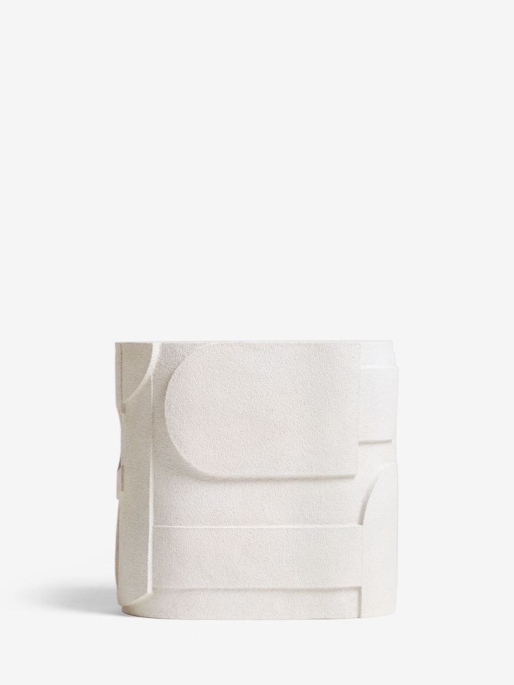 White Abstract Geo Resin Sofa Side Table - Image 2 of 7