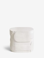 White Abstract Geo Resin Sofa Side Table - Image 5 of 7