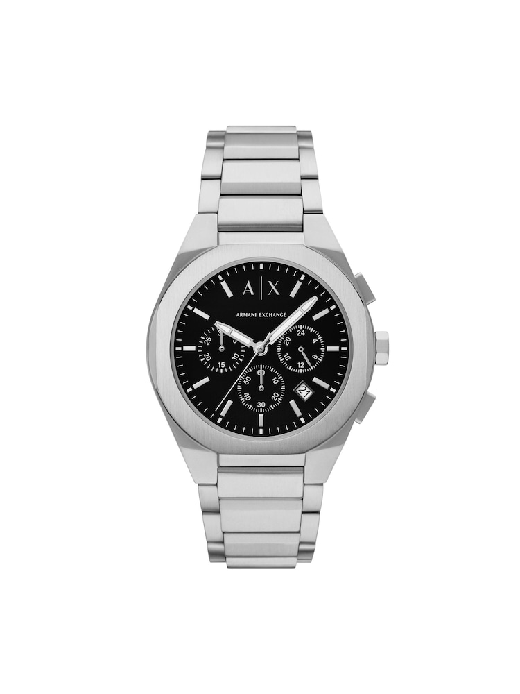 Armani Exchange Silver Tone Sync Three-Hand Day-Date Stainless Steel Watch - Image 1 of 6