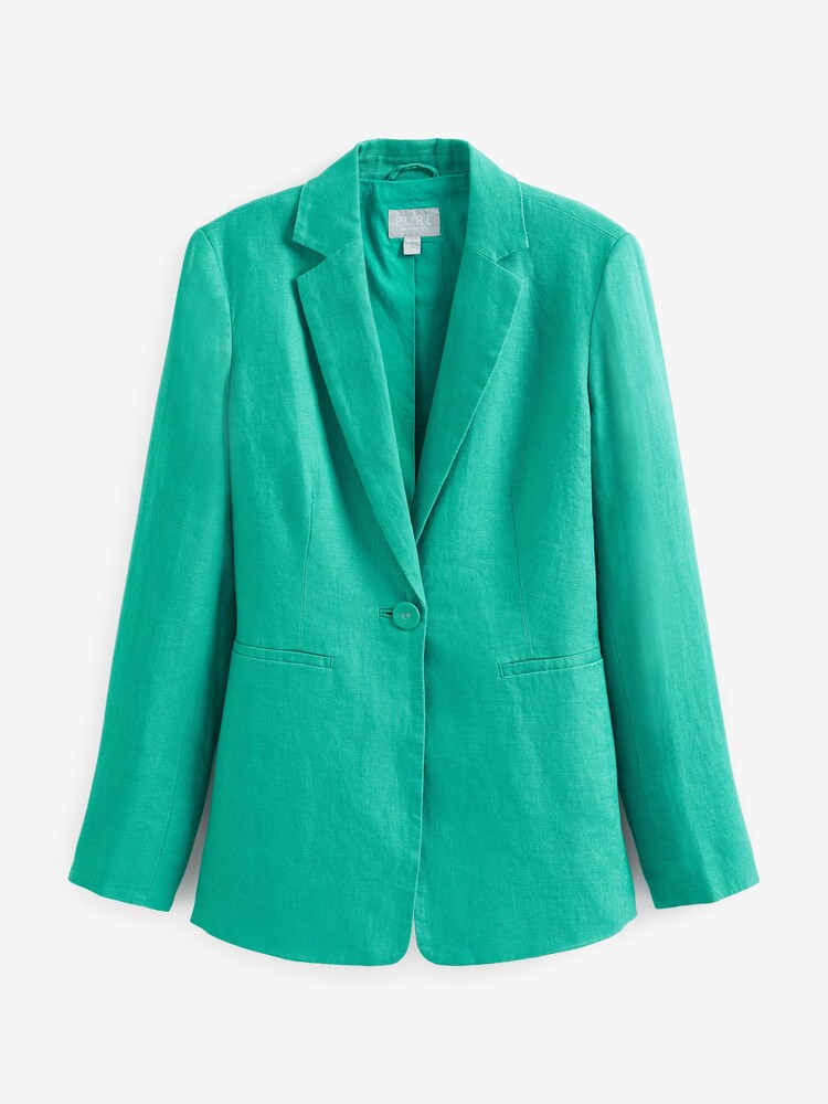 Pure Collection Green Longline Linen Blazer - Image 4 of 4 Pure Collection Green Longline Linen Blazer - Image 4 of 4