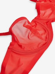 Red Non Pad Balcony Invisible Bonded Mesh Balcony Bra - Image 9 of 9