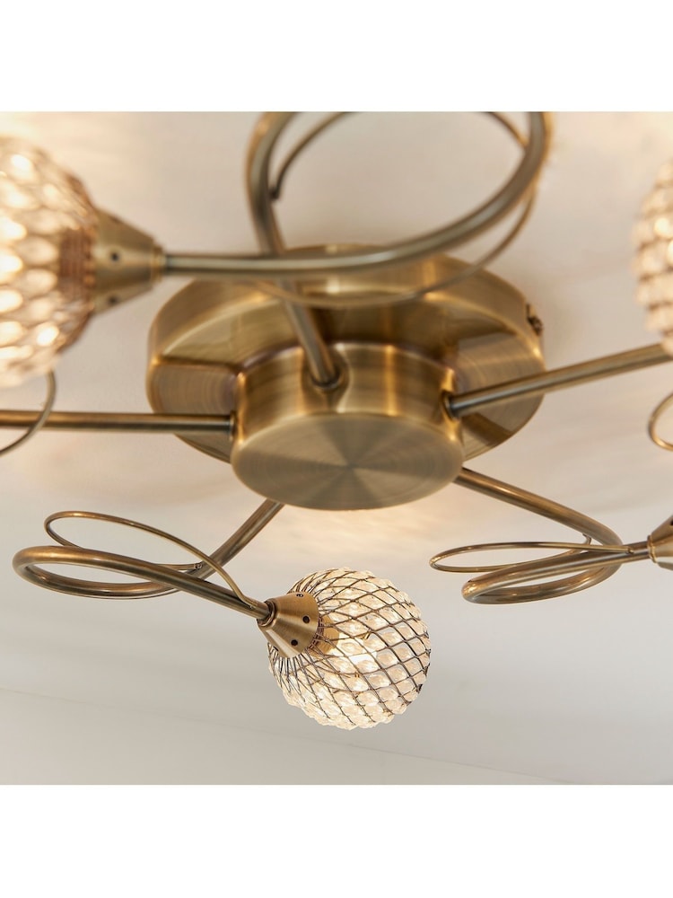Gallery Home Antique Brass 5 Light Flush Edmonton Flush Ceiling Light - Image 2 of 8 Gallery Home Antique Brass 5 Light Flush Edmonton Flush Ceiling Light - Image 2 of 8