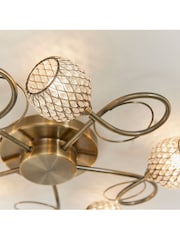 Gallery Home Antique Brass 5 Light Flush Edmonton Flush Ceiling Light - Image 3 of 8