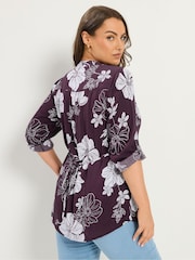 Yours Curve Purple Pintuck Blouse - Image 3 of 5