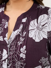 Yours Curve Purple Pintuck Blouse - Image 4 of 5
