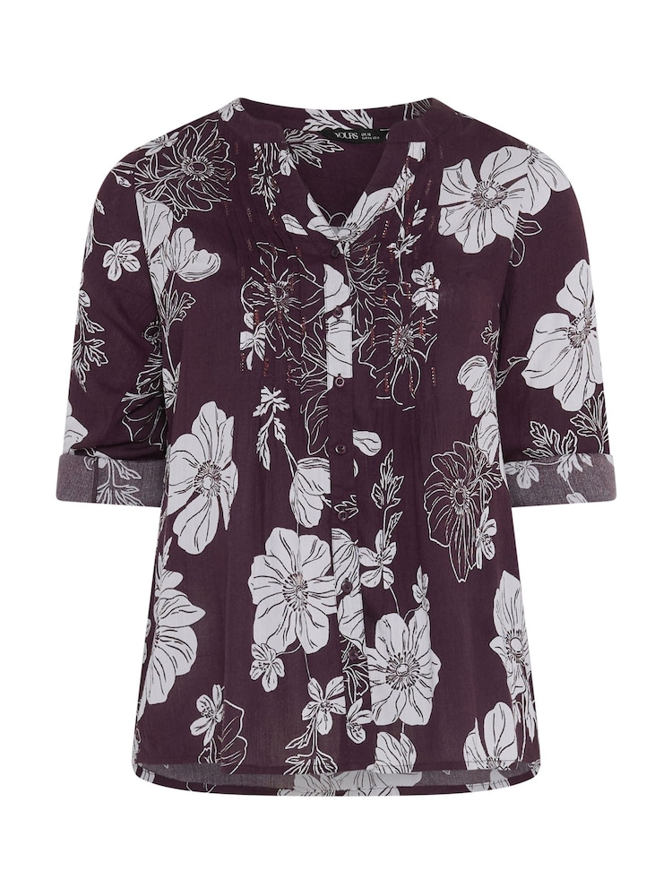 Yours Curve Purple Pintuck Blouse - Image 5 of 5
