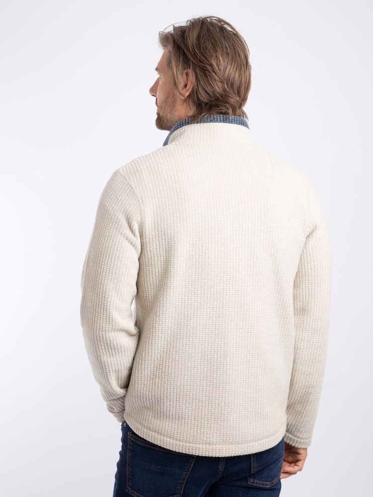 Weird Fish Cream Shires Full Zip Grid Fleece - Image 2 of 7 Weird Fish Cream Shires Full Zip Grid Fleece - Image 2 of 7