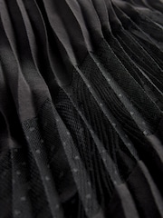 Black Wrap Front Sheer Skirt Midi Dress - Image 8 of 8