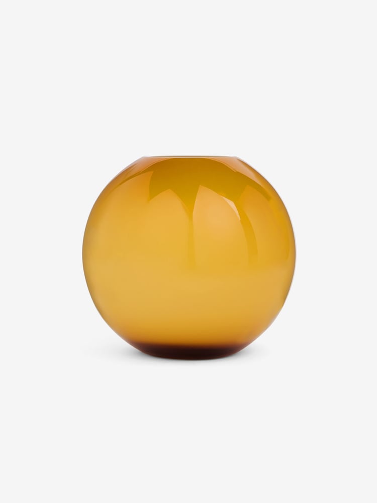 Jasper Conran London Ochre Yellow Sphere Glass Flower Vase - Image 2 of 4