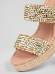 LK Bennett Yellow Renlee Leather Woven Wedges - Image 4 of 4