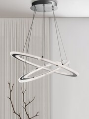 Searchlight Chrome Acacia Chrome  Frosted Acrylic 2Lt LED Ceiling Light - Image 1 of 3
