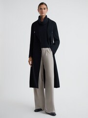 Reiss Navy Kasha Wool-Cashmere Sleeveless Removable Roll Neck Vest - Image 3 of 6