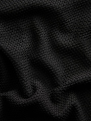 Black Regular Fit Knitted Bubble Textured 100% Cotton Polo Shirt - Image 8 of 8