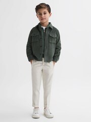 Reiss Ivy Green Robertson Junior Slim Fit Merino Wool Polo Shirt - Image 3 of 6