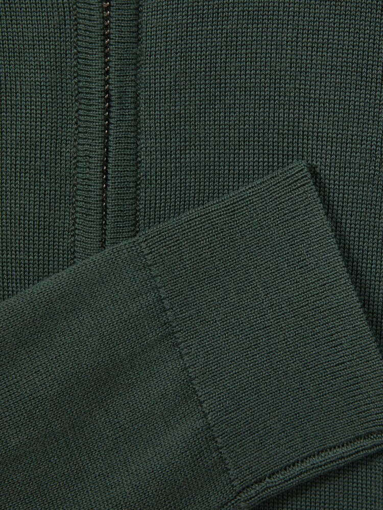 Reiss Ivy Green Robertson Junior Slim Fit Merino Wool Polo Shirt - Image 6 of 6