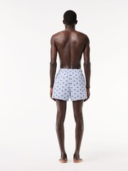 Lacoste White/Blue Crocodile Print Swim Trunks - Image 2 of 4