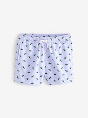 Lacoste White/Blue Crocodile Print Swim Trunks - Image 4 of 4