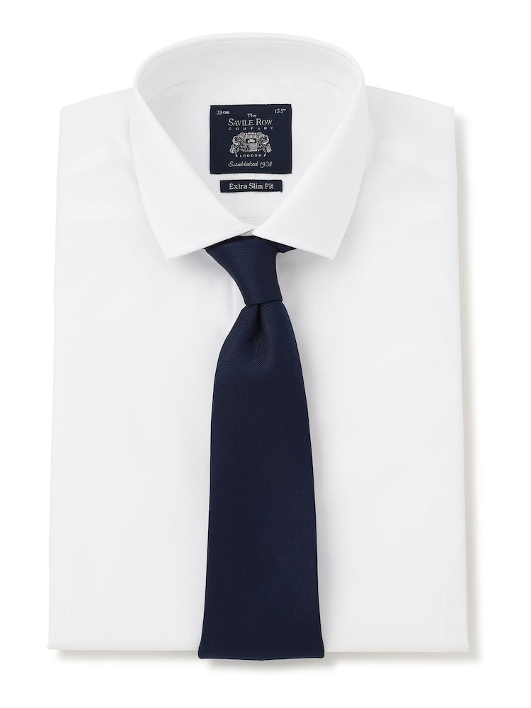 Savile Row Company Blue Fine Twill Skinny Silk Tie - Image 2 of 4