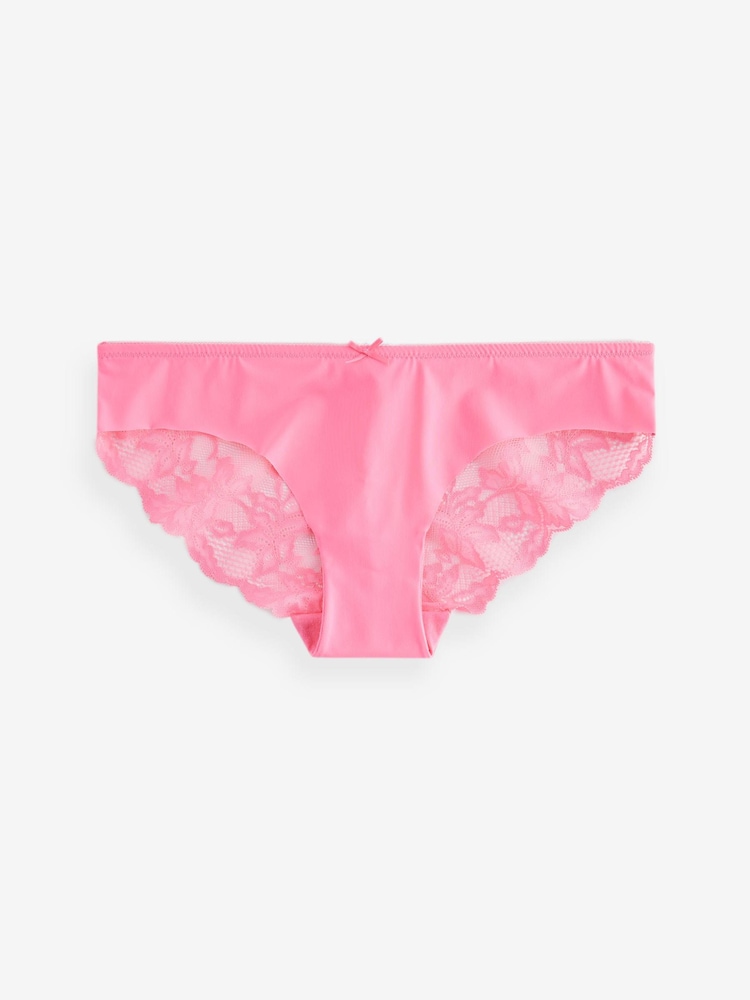 Black Floral/Pink/Cream Brazilian No VPL Lace Back Briefs 3 Pack - Image 3 of 5