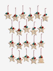 Set of 2 Red Wooden Star Alphabet Christmas Baubles - Image 2 of 3