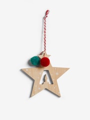 Set of 2 Red Wooden Star Alphabet Christmas Baubles - Image 3 of 3