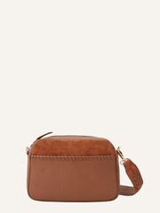 Accessorize Brown Leather Stitch Detail Camera Bag - Image 1 of 4