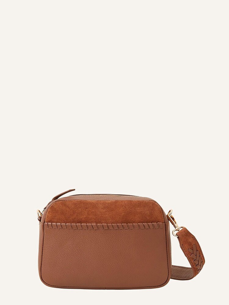 Accessorize Brown Leather Stitch Detail Camera Bag - Image 1 of 4