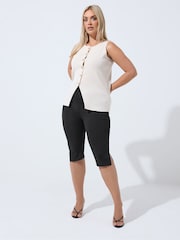 Yours Curve Black Slit Capri Trousers - Image 4 of 7