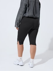 Yours Curve Black Slit Capri Trousers - Image 5 of 7