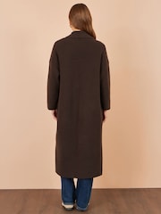 Yumi Brown Knitted Maxi Cardigan With Pockets - Image 4 of 4
