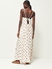 Ecru Tie Back Maxi Dress With Linen - Image 3 of 6