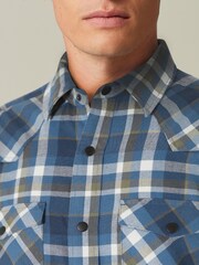 Blue Twin Pocket Check Long Sleeve Shirt - Image 4 of 9