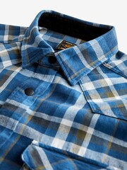 Blue Twin Pocket Check Long Sleeve Shirt - Image 8 of 9